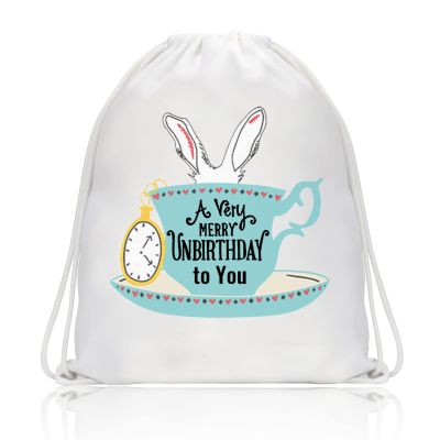 BDPWSS Movie Inspired Drawstring Backpacks A Very Merry Unbirthday To You Book Themed Gift Daughter Birthday Gift (Unbirthday to you Sbp)