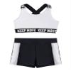 Daenrui Kids Girls Sports Bra Crop Top with Booty Shorts 2 Pieces Activewear Set for Gymnastics/Dance/Swimming White 6 Years view 1