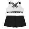 Daenrui Kids Girls Sports Bra Crop Top with Booty Shorts 2 Pieces Activewear Set for Gymnastics/Dance/Swimming White 6 Years view 2