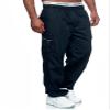 THWEI Mens Cargo Pants Casual Drawstring Athletic Jogger Sports Outdoor Trousers Navy XL view 3