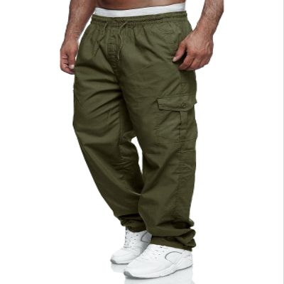 THWEI Mens Cargo Pants Casual Drawstring Athletic Jogger Sports Outdoor Trousers Army Green 2XL