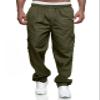 THWEI Mens Cargo Pants Casual Drawstring Athletic Jogger Sports Outdoor Trousers Army Green 2XL view 2
