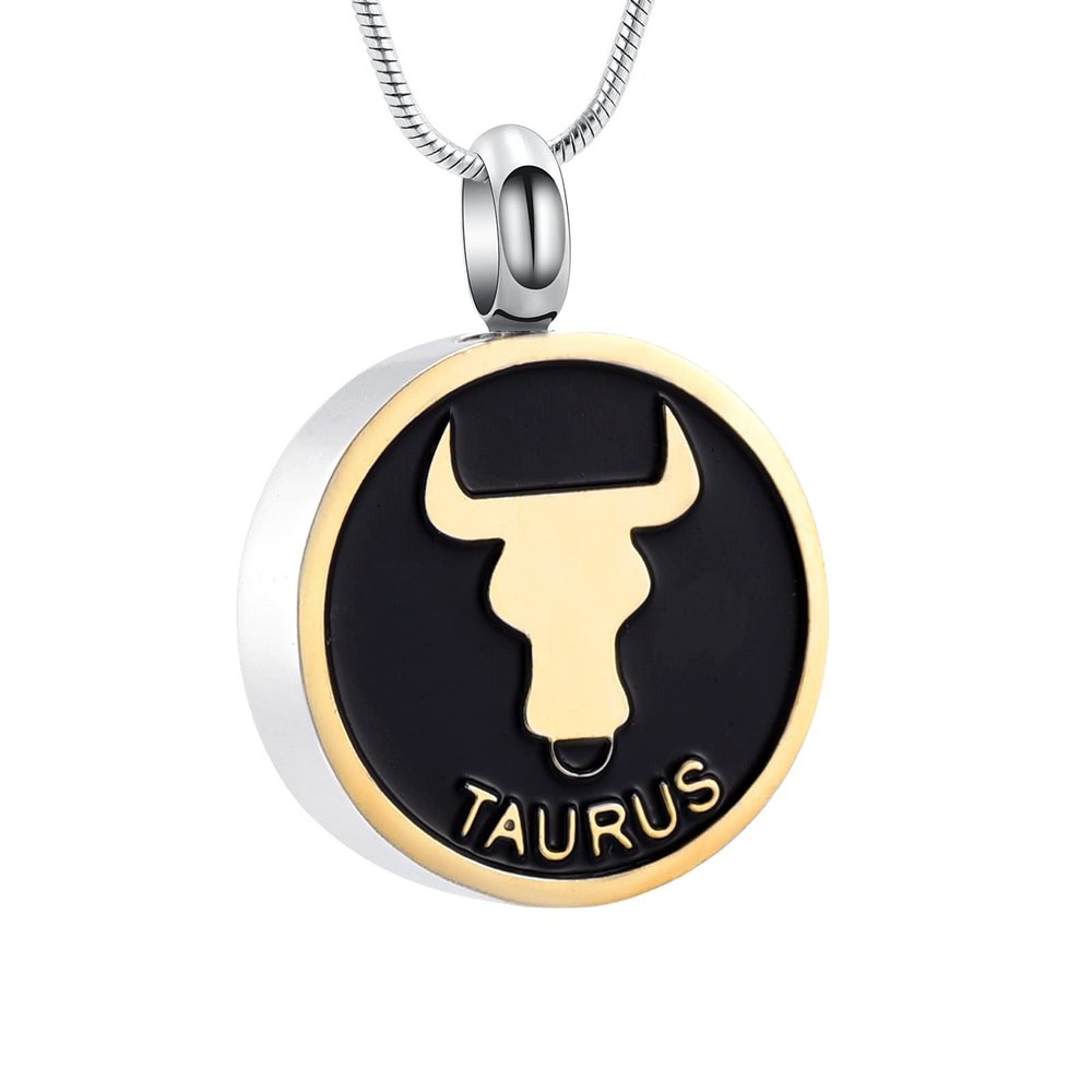 12 Constellation Pattern Stainless Steel Cremation Urn Necklace for Ashes Remembrance Jewelry Memorial Urn Necklace