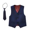 Mosedou Boys Suits for Kids Tuxedo Suit Vest Set Toddler Boy Wedding Outfit Formal Dresswear Size 5 Navy Blue view 4
