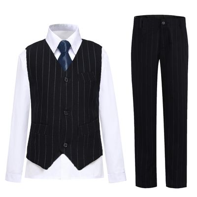 Boy Suit Toddler Boys Suit Vest and Pants Set Wedding Outfit Stripe Tuxedo Kids Formal Dress Suit Sets Size 3