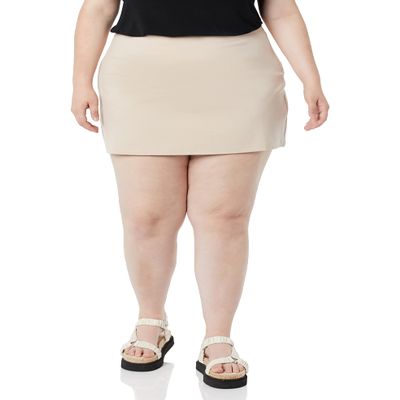 Amazon Essentials Women's Ponte A-Line Mini Skirt (Previously Daily Ritual), Taupe, Small
