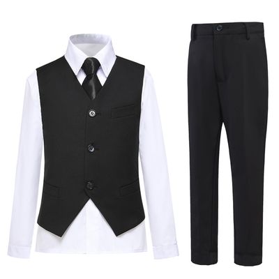 Suit for Boys Toddler Formal Tuxedo Ring Bearer Suits for Wedding Kids Black Dress Pants and Vest Set Size 7