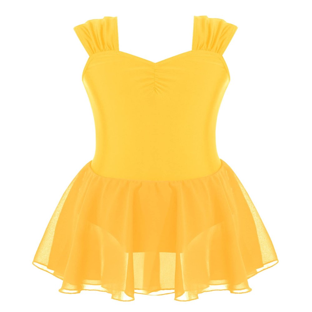 easyforever Girls Ballet Dress Ballet Tutu Leotard Ballerina Outfit Gymnastics Skirted Leotard Dance wear Costume Yellow 6 Years