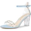 Allegra K Women's Clear Block Heel Ankle Strap Sky Blue Heeled Sandals 9 M US view 1