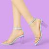 Allegra K Women's Clear Block Heel Ankle Strap Sky Blue Heeled Sandals 9 M US view 2