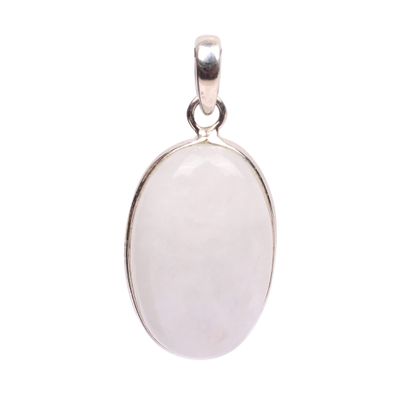 925 Sterling Silver Designer Handcraft White King Gemstone Bezel Set Pendant