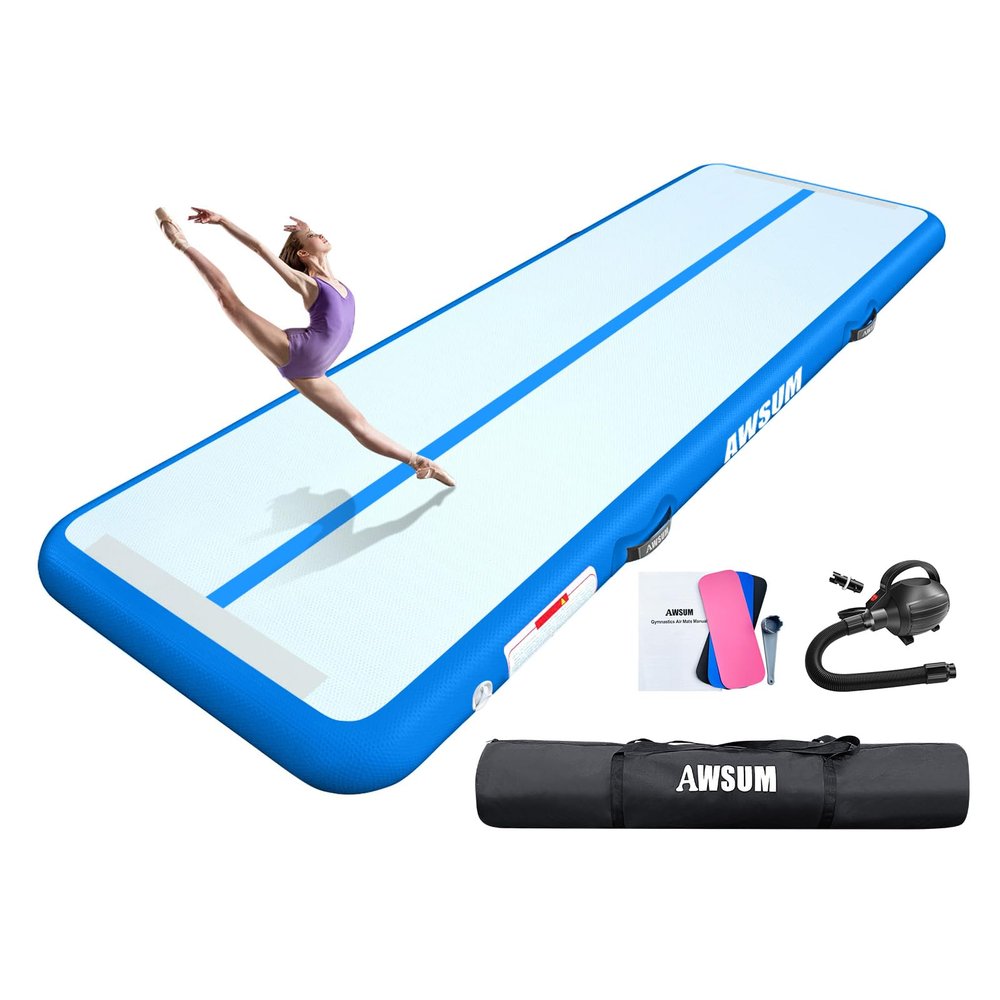 AWSUM 13ft Air Mat Tumbling Mat 4 inches Thick Inflatable Gymnastics Tracks with Electric Air Pump for Gym/Water/Yoga