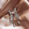Yheakne Boho Crystal Angel Wing Earrings Silver Rhinestone Wing Earrings Cz Crystal Ear Climber Earrings Guardian Wing Clip on Earrings Jewelry for Women Gifts view 4