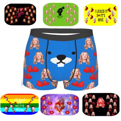 EAQ Custom Underwear Custom Boxers for Men with Face Valentine's Day Boxer Briefs Underpants Printed with Photo As Gif