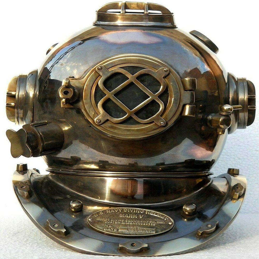 Tecmetooze Decorative Brass Mark V Scuba Marine Helmet, 18 Inch - Antique Finish, For Home & Office Decorative, Collectibles