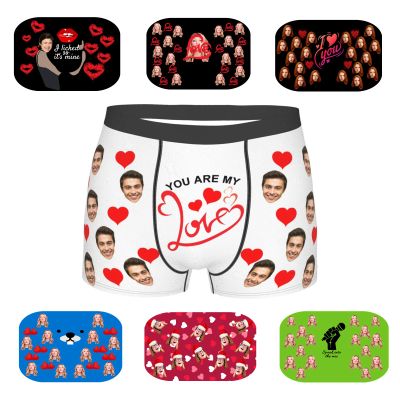EAQ Custom Underwear Custom Boxers for Men with Face Valentine's Day Boxer Briefs Underpants Printed with Photo As Gif