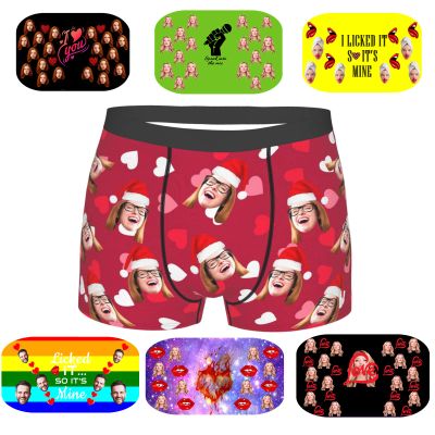 EAQ Custom Underwear Custom Boxers for Men with Face Valentine's Day Boxer Briefs Underpants Printed with Photo As Gif