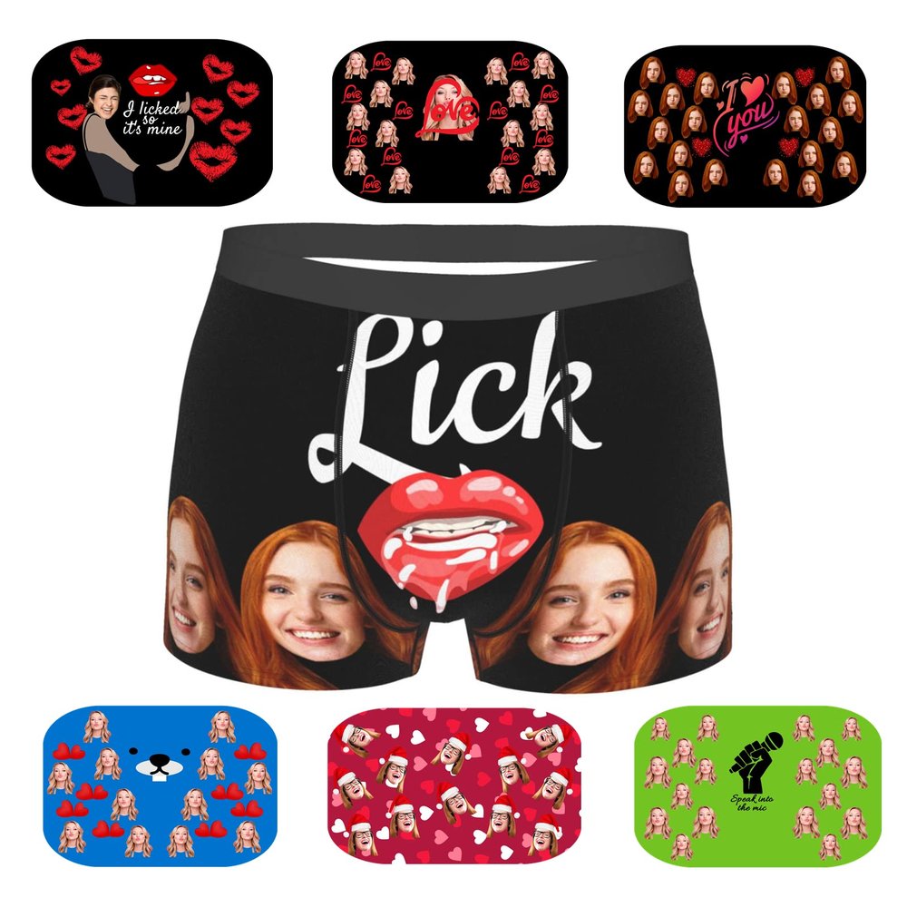 EAQ Custom Underwear Custom Boxers for Men with Face Valentine's Day Boxer Briefs Underpants Printed with Photo As Gif