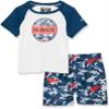 Hurley boys Swim Suit 2-piece Outfit Rash Guard Set, Blue/Sharkbait, 18 Months US view 1