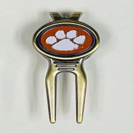 NCAA Clemson Tigers Golf Belt Clip Divot Tool Antique with Removable Ball Marker