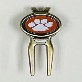 NCAA Clemson Tigers Golf Belt Clip Divot Tool Antique with Removable Ball Marker