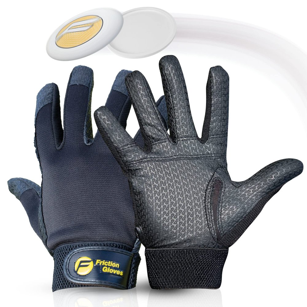 Friction Gloves - Ultimate Frisbee Gloves - Rubberized Palm & Fingers for Amazing Grip in All Conditions - Play Your Best in Any Weather - (Youth Large)