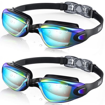 Aegend Swim Goggles, 2 Pack Swimming Goggles No Leaking Adult Men Women, Aqua & Double Aqua