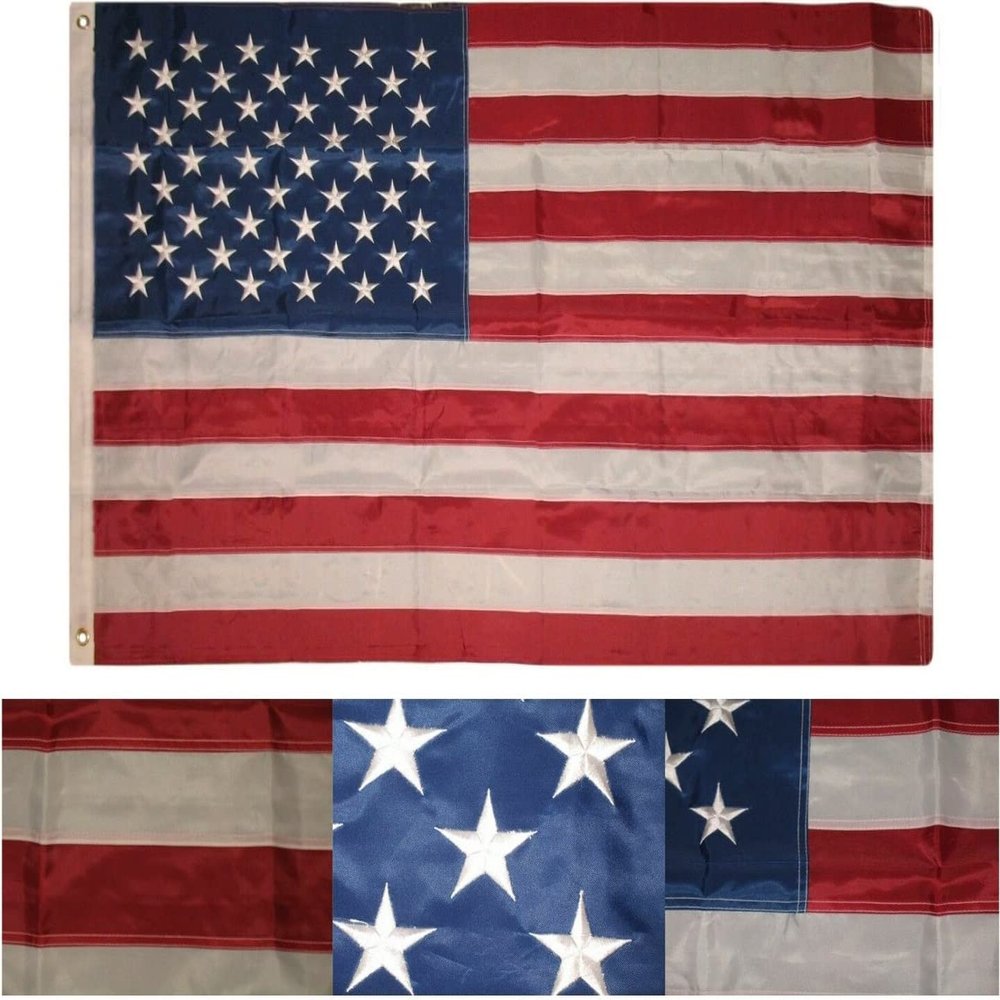 12x18 United States American Premium Quality Fade Resistant Boat Flag Heavy Duty Nylon Embroidered Stars USA