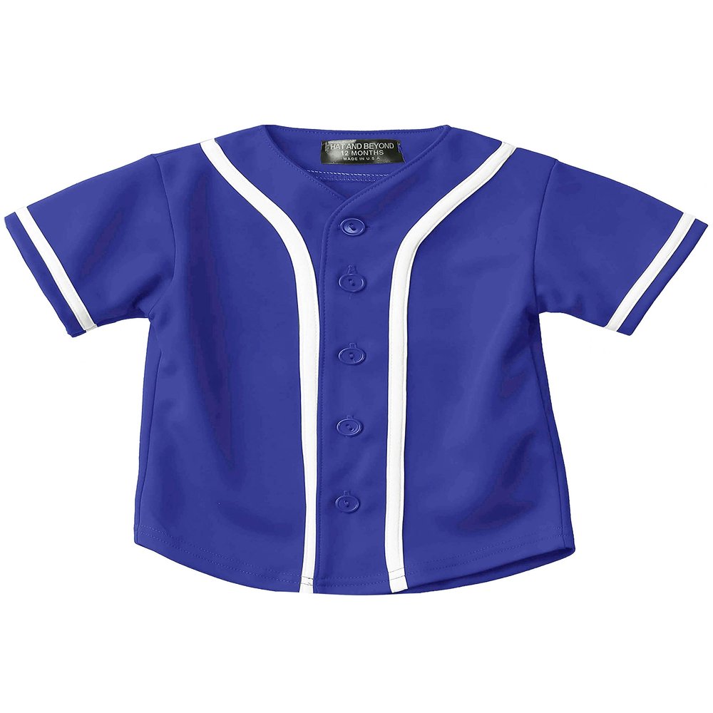Hat and Beyond Kids Baseball Button Down Jersey (10T, 05up01_Royal Blue/White)