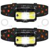 MIOISY Headlamp Rechargeable, Ultra Bright LED Head Lamp Flashlight with White Red Light, 2 Pack Motion Sensor Waterproof Headlight, 8 Modes Lights for Camping Fishing Running view 1