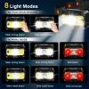 MIOISY Headlamp Rechargeable, Ultra Bright LED Head Lamp Flashlight with White Red Light, 2 Pack Motion Sensor Waterproof Headlight, 8 Modes Lights for Camping Fishing Running view 4