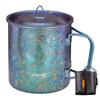 TiTo Titanium Cup Titanium Pot with Lid Ultralight Portable 450ml Foldable Handle Camping Tea Coffee Water Mug for Outdoor Backpacking Hiking Picnic Drinkware with Mesh Sack (Bright Blue) view 1