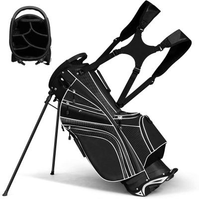 OFFICEJOY Golf Stand Bag with 6 Way Divider, Carry Golf Bag with Shoulder Strap, Lightweight Golf Stand Bag for Men & Women (Black)