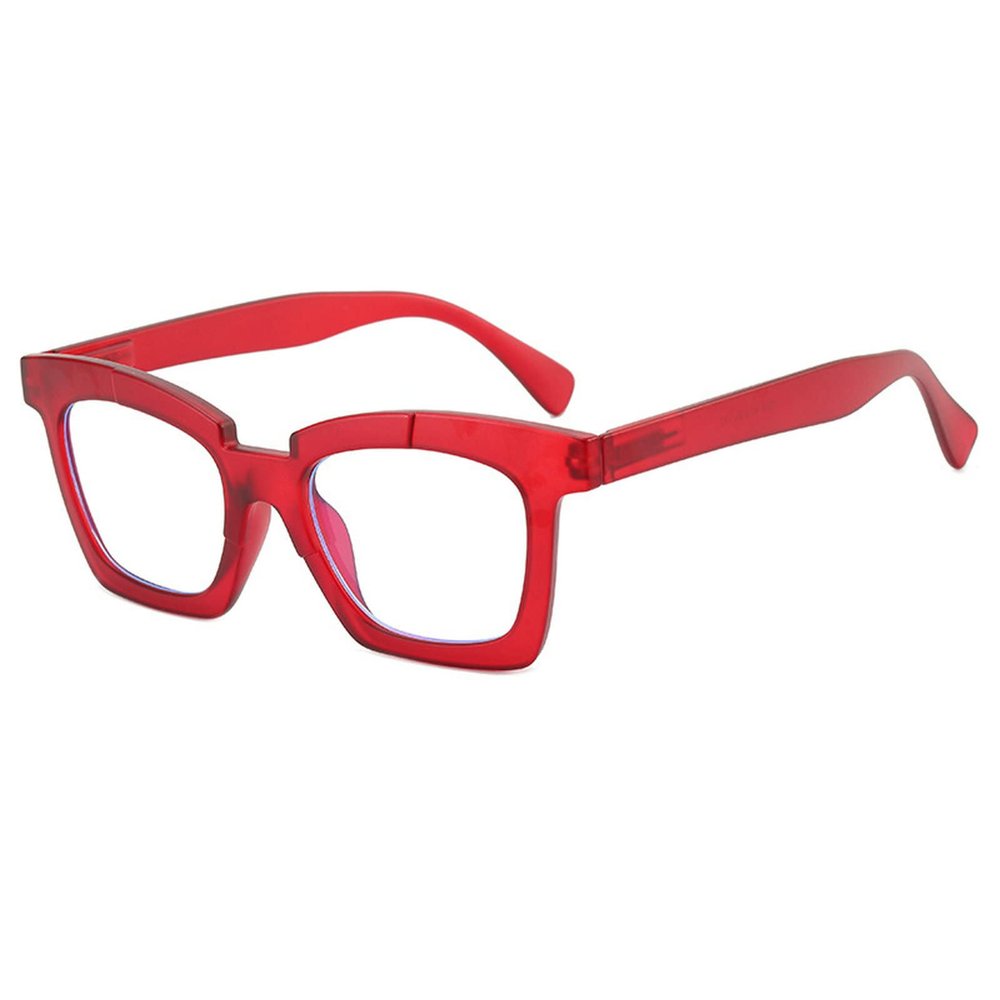 COTIA Classic Square Eyewear Non-prescription Thick Glasses Frame for Women Blue Light Blocking Glasses (Medium, red)