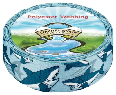 Country Brook Design - Sharks Polyester Webbing (1 1/2 Inch, 10 Yards)