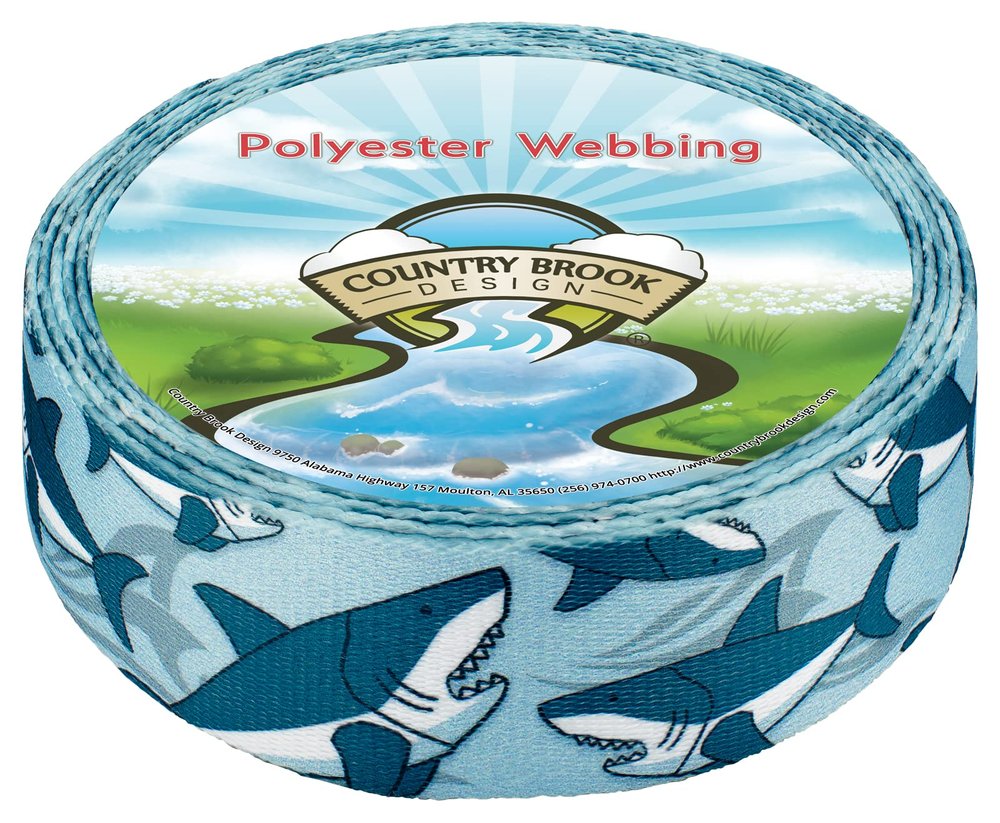 Country Brook Design - Sharks Polyester Webbing (1 1/2 Inch, 10 Yards)