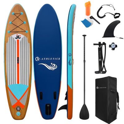 Inflatable Stand Up Paddle Board (6 Inches Thick), ISUP Package W/Premium SUP Accessories & Backpack, Non-Slip Deck,Fins, Adjustable Paddle, Leash, Hand Pump,Standing Boat for Youth & Adult WOODN