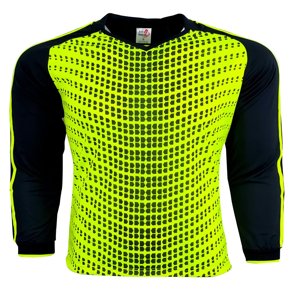 Soccer Goalie Shirt, Padded Goalkeeper Jersey with Sponge Protector (Large, Neon)
