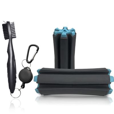 Mobile Pro Shop Golf Club Carrier with Golf Club Brush Holds up to 6 Golf Clubs, Keeps Your Clubs Visible, Clean & Dry Premium Quality Golf Club Holder (Grey_Turquoise)