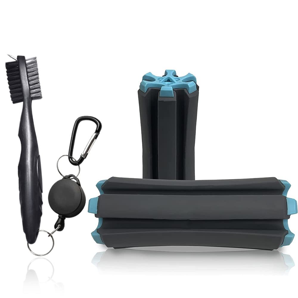 Mobile Pro Shop Golf Club Carrier with Golf Club Brush Holds up to 6 Golf Clubs, Keeps Your Clubs Visible, Clean & Dry Premium Quality Golf Club Holder (Grey_Turquoise)