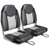 Leader Accessories A Pair of Elite Low/High Back Folding Fishing Boat Seat (2 Seats) (Black/Light Grey/Charcoal) view 1