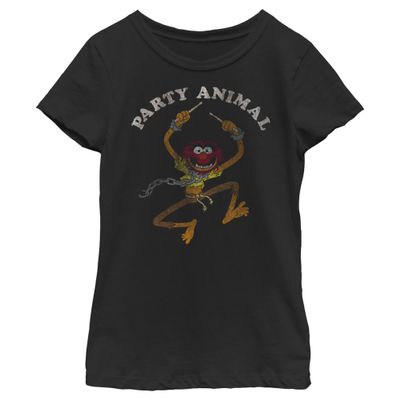 Disney Girl's Party Animal T-Shirt, Black, X-Small
