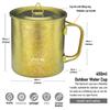 TiTo Titanium Cup Titanium Pot with Lid Ultralight Portable 450ml Foldable Handle Camping Tea Coffee Water Mug for Outdoor Backpacking Hiking Picnic Drinkware with Mesh Sack (Gold) view 2