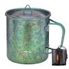 TiTo Titanium Cup Titanium Pot with Lid Ultralight Portable 450ml Foldable Handle Camping Tea Coffee Water Mug for Outdoor Backpacking Hiking Picnic Drinkware with Mesh Sack (Green) view 1