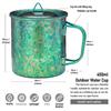 TiTo Titanium Cup Titanium Pot with Lid Ultralight Portable 450ml Foldable Handle Camping Tea Coffee Water Mug for Outdoor Backpacking Hiking Picnic Drinkware with Mesh Sack (Green) view 2