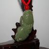 2" China Certified Nature Nephrite Jade Hetian Pebble Wealth Pixiu Pair Necklace Pendants 3079 view 3