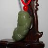 2" China Certified Nature Nephrite Jade Hetian Pebble Wealth Pixiu Pair Necklace Pendants 3079 view 4