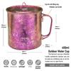 TiTo Titanium Cup Titanium Pot with Lid Ultralight Portable 450ml Foldable Handle Camping Tea Coffee Water Mug for Outdoor Backpacking Hiking Picnic Drinkware with Mesh Sack (Rose Red) view 2