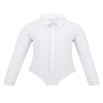 Agoky Boys Ballroom Salsa Latin Dance Shirt Romper Tuxedo Leotard Modern Dancewear Kids Stage Performance Costumes Outfits White_B 6
