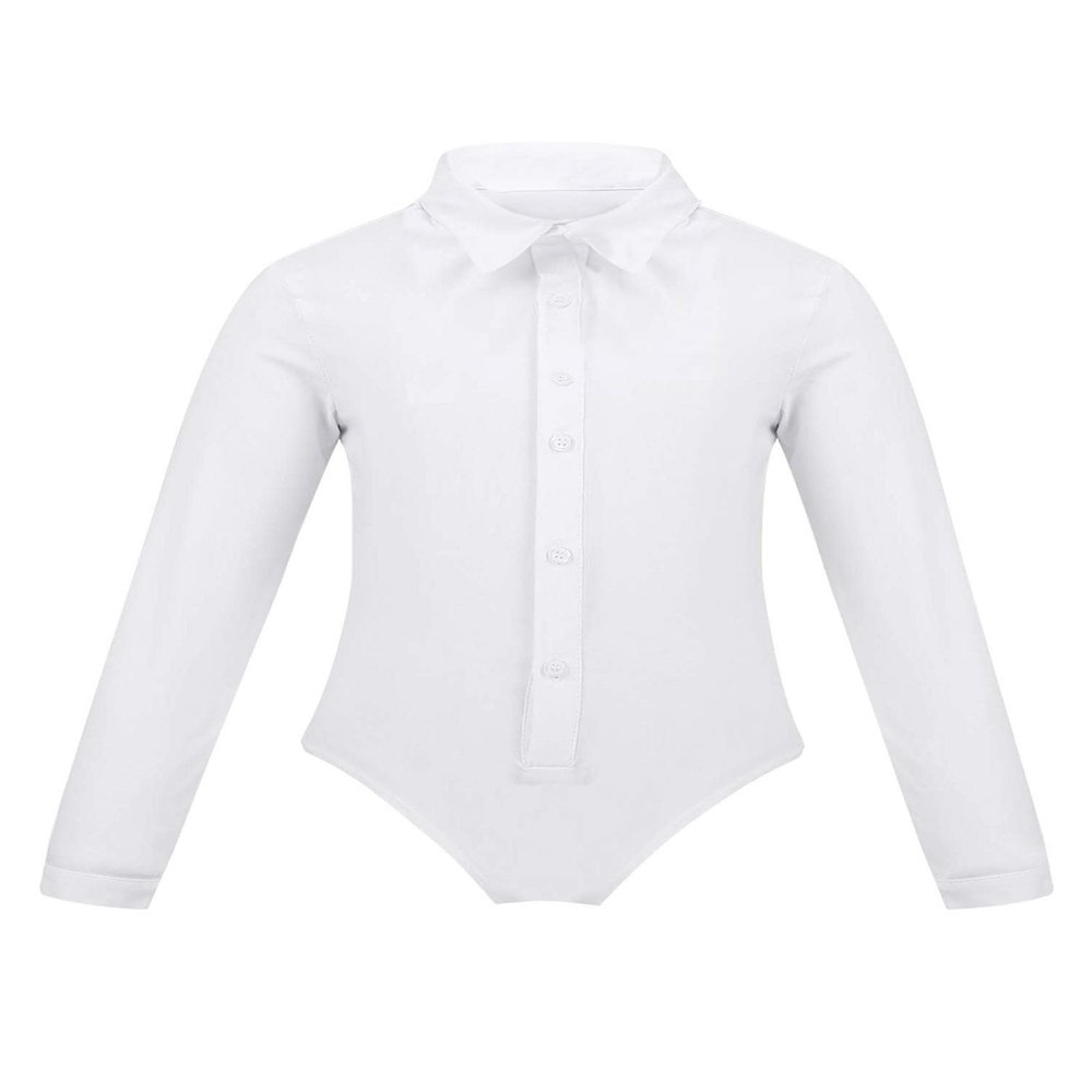 Agoky Boys Ballroom Salsa Latin Dance Shirt Romper Tuxedo Leotard Modern Dancewear Kids Stage Performance Costumes Outfits White_B 6